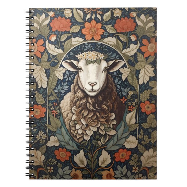 Cuaderno Elegante ovino William Morris Floral (Frente)