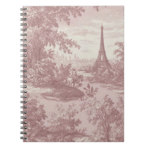 Cuaderno Elegante paisaje rural francés de tela rosa de Jou
