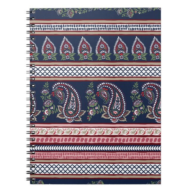 Cuaderno Elegante Paisley de la Marina: Diseño de Fronteras (Frente)