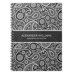 Cuaderno Elegante paisley negra y blanca