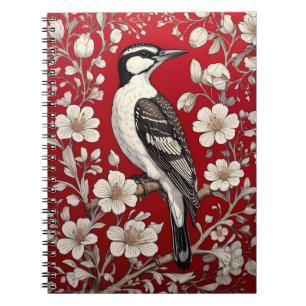 Cuaderno Elegante pájaro carpintero Floral William Morris i