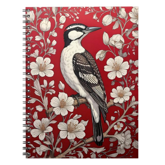 Cuaderno Elegante pájaro carpintero Floral William Morris i (Frente)