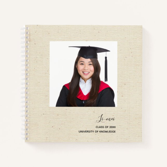 Cuaderno Elegante Palabras Modernas Graduación De La Foto D (Anverso)