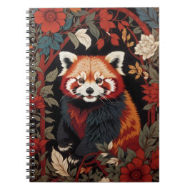 Cuaderno Elegante Panda Rojo William Morris Inspirado Flora