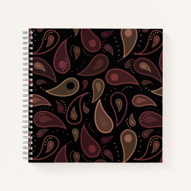 Cuaderno Elegante patrón de cachemira oscuro moderno (Anverso)