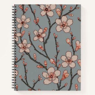 Cuaderno Elegante patrón de cereza de flor rosa dulce
