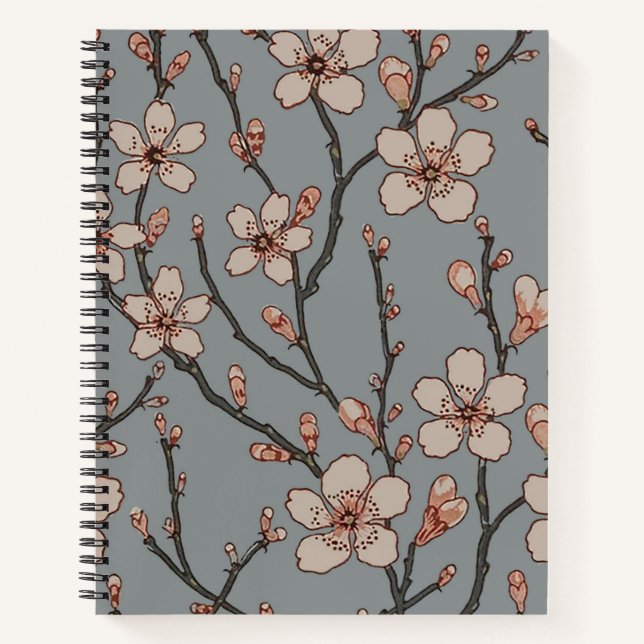 Cuaderno Elegante patrón de cereza de flor rosa dulce (Anverso)
