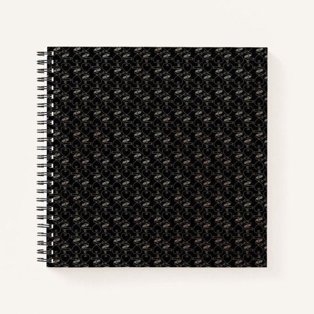 Cuaderno Elegante patrón de Corazones y Claves de Oro Moder (Anverso)