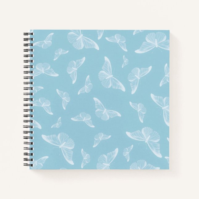 Cuaderno Elegante patrón de Ditsy de mariposas blancas | (Anverso)