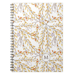 Cuaderno Elegante patrón de follaje otoñal personalizado 