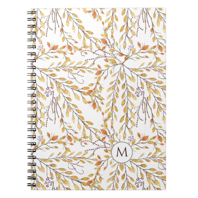 Cuaderno Elegante patrón de follaje otoñal personalizado (Frente)