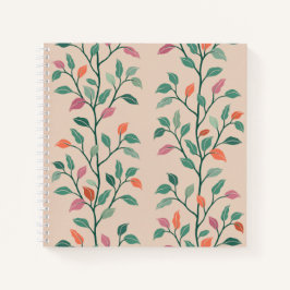Cuaderno Elegante patrón de hoja botánica con estilo