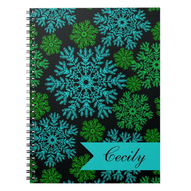 Cuaderno Elegante patrón de invierno con copos de nieve per (Frente)