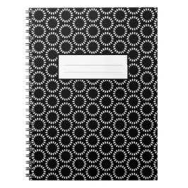 Cuaderno Elegante patrón de mandala de pétalos en blanco y 