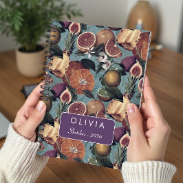 Cuaderno Elegante patrón de menta cítrica amarilla