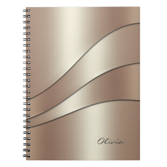Cuaderno Elegante patrón de ondas de champagne con nombre (Frente)