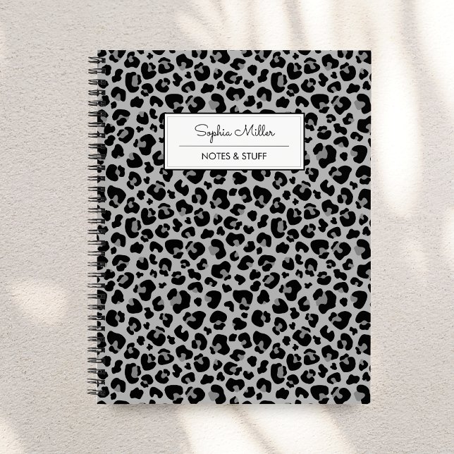 Cuaderno Elegante Patrón de Piel de Leopardo Gris Negro Mon (Subido por el creador)