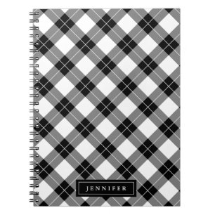 Cuaderno Elegante patrón de planta de búfalo blanco y negro