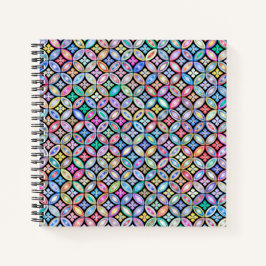 Cuaderno Elegante Patrón De Vidrio Manchado Abstracto De Co