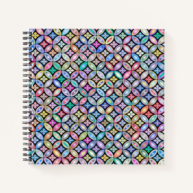 Cuaderno Elegante Patrón De Vidrio Manchado Abstracto De Co (Anverso)