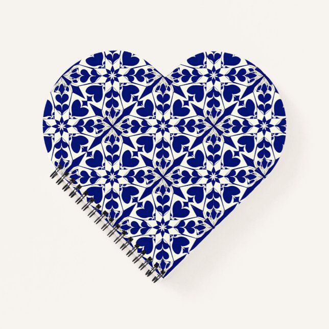 Cuaderno Elegante patrón floral azul y blanco (Anverso)