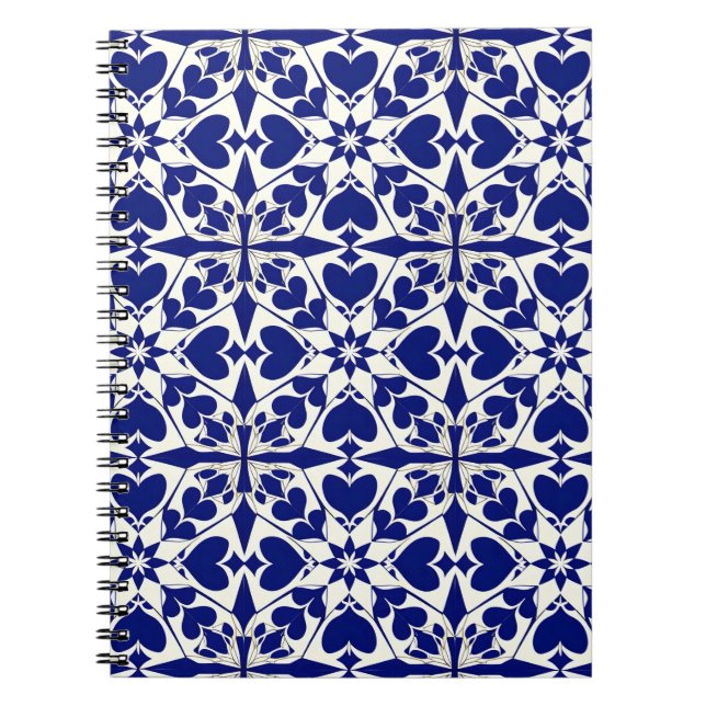 Cuaderno Elegante patrón floral azul y blanco (Frente)