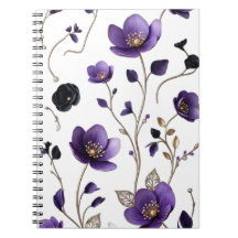 Elegante patrón floral botánico 3D púrpura y dorad
