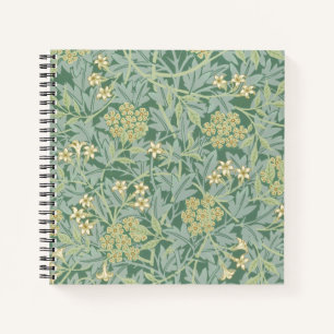 Cuaderno Elegante patrón floral de jazmín verde