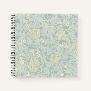 Cuaderno Elegante patrón floral de jazmín verde pastel