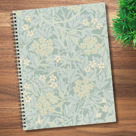 Cuaderno Elegante patrón floral de jazmín verde pastel