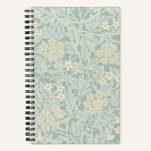 Cuaderno Elegante patrón floral de jazmín verde pastel