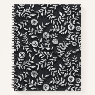 Cuaderno Elegante patrón floral de pizarra