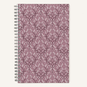 Cuaderno Elegante Patrón floral de Vino de Lavanda