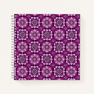 Cuaderno Elegante Patrón Floral Geométrico de Moda Boho
