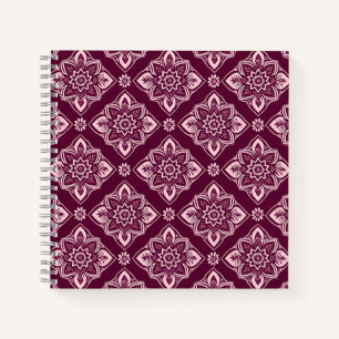 Cuaderno Elegante patrón floral geométrico vintage