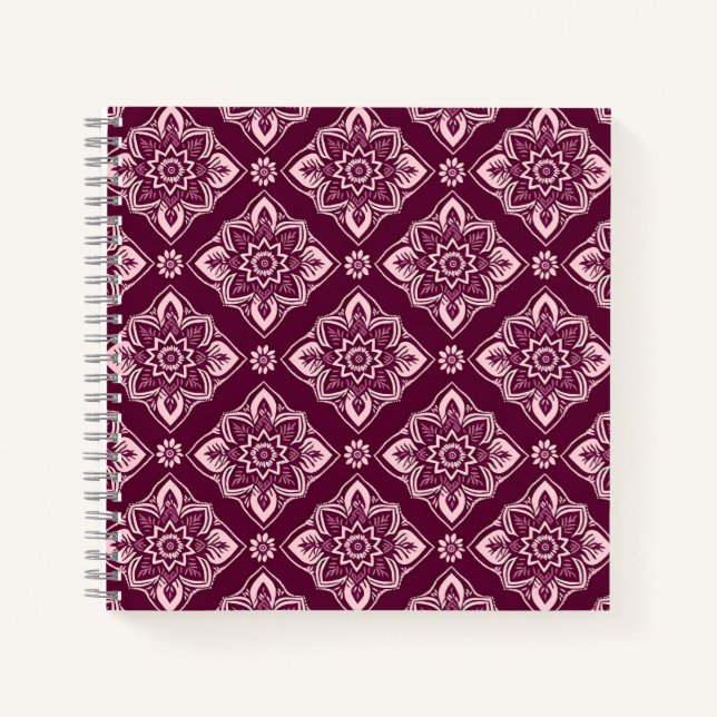 Cuaderno Elegante patrón floral geométrico vintage (Anverso)