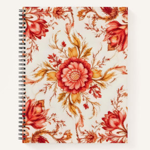 Cuaderno Elegante patrón floral grabado vintage francés