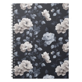 Cuaderno Elegante patrón floral gris neutro