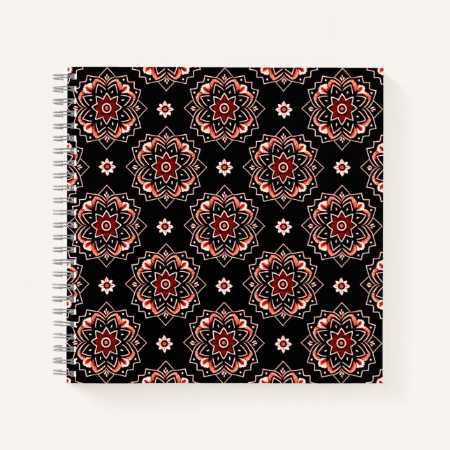 Cuaderno Elegante patrón floral Mandala Boho (Anverso)