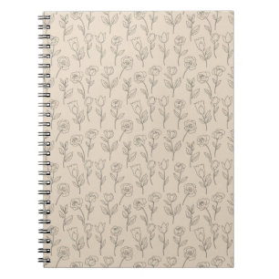 Cuaderno Elegante patrón floral minimalista de línea