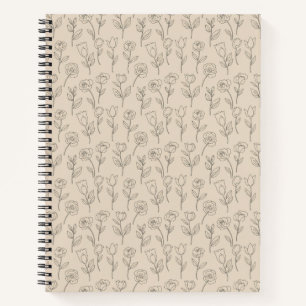 Cuaderno Elegante patrón floral minimalista de línea