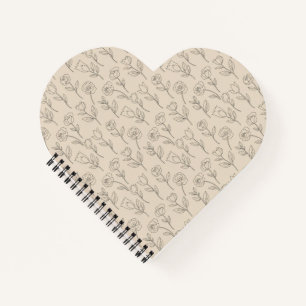 Cuaderno Elegante patrón floral minimalista de línea
