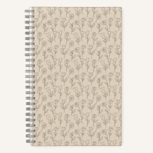 Cuaderno Elegante patrón floral minimalista de línea
