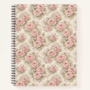 Cuaderno Elegante patrón floral sin fisuras de rosa vintage
