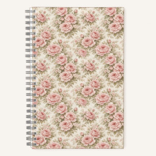 Cuaderno Elegante patrón floral sin fisuras de rosa vintage