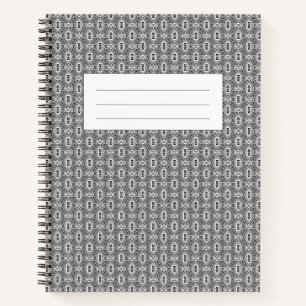 Cuaderno Elegante patrón floral sin fisuras en negro y blan