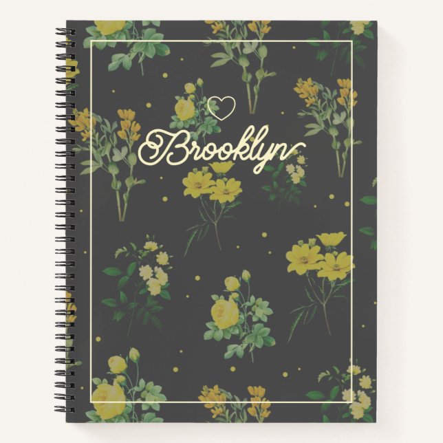 Cuaderno Elegante patrón floral vintage personalizado (Anverso)