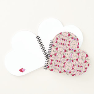 Cuaderno Elegante patrón floral vintage rosa y burgundy