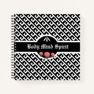 Cuaderno Elegante patrón geométrico blanco y negro