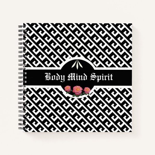 Cuaderno Elegante patrón geométrico blanco y negro (Anverso)